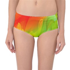 Red Yellow Green Blue Rainbow Color Mix Mid-waist Bikini Bottoms