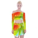 Red Yellow Green Blue Rainbow Color Mix Off Shoulder Top with Skirt Set View1