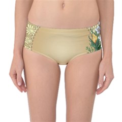 Rose Sunflower Star Floral Flower Frame Green Leaf Mid-waist Bikini Bottoms