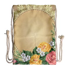 Rose Sunflower Star Floral Flower Frame Green Leaf Drawstring Bag (large) by Mariart