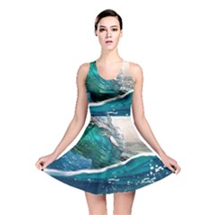 Sea Wave Waves Beach Water Blue Sky Reversible Skater Dress by Mariart