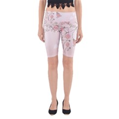 Simple Flower Polka Dots Pink Yoga Cropped Leggings