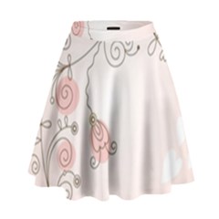 Simple Flower Polka Dots Pink High Waist Skirt by Mariart