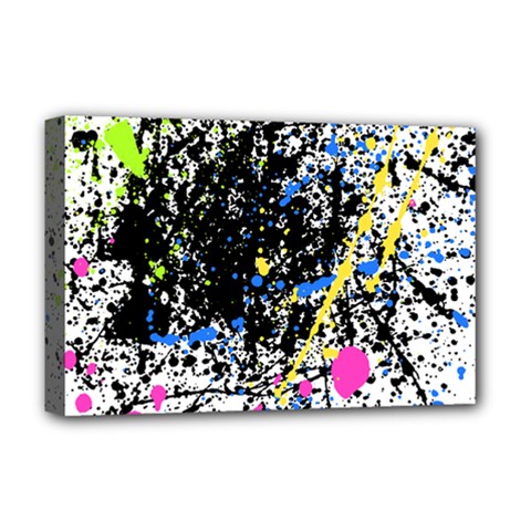 Spot Paint Pink Black Green Yellow Blue Sexy Deluxe Canvas 18  x 12  