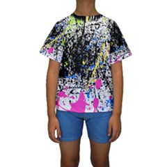 Spot Paint Pink Black Green Yellow Blue Sexy Kids  Short Sleeve Swimwear