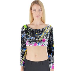 Spot Paint Pink Black Green Yellow Blue Sexy Long Sleeve Crop Top