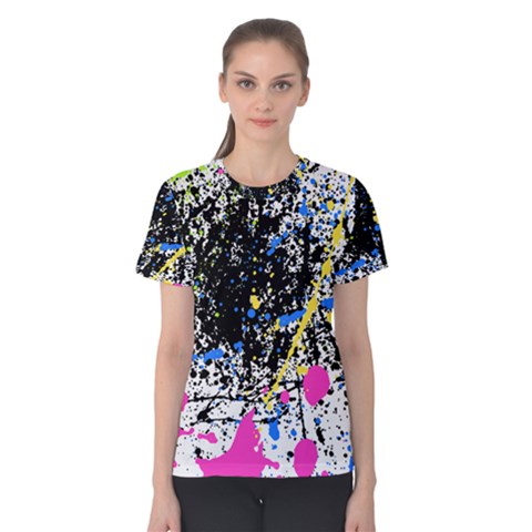 Spot Paint Pink Black Green Yellow Blue Sexy Women s Cotton Tee by Mariart