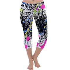 Spot Paint Pink Black Green Yellow Blue Sexy Capri Yoga Leggings