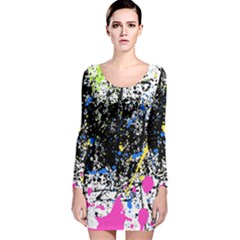 Spot Paint Pink Black Green Yellow Blue Sexy Long Sleeve Velvet Bodycon Dress