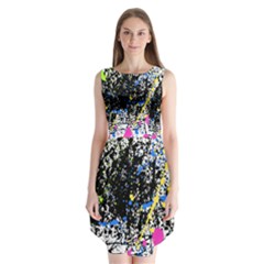 Spot Paint Pink Black Green Yellow Blue Sexy Sleeveless Chiffon Dress  