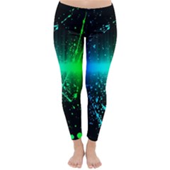 Space Galaxy Green Blue Black Spot Light Neon Rainbow Classic Winter Leggings