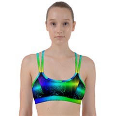 Space Galaxy Green Blue Black Spot Light Neon Rainbow Line Them Up Sports Bra by Mariart