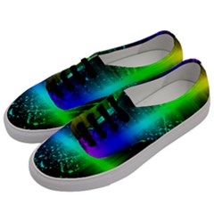 Space Galaxy Green Blue Black Spot Light Neon Rainbow Men s Classic Low Top Sneakers by Mariart