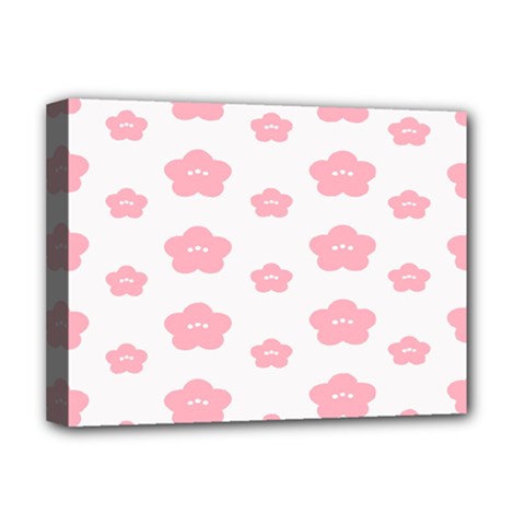 Star Pink Flower Polka Dots Deluxe Canvas 16  X 12   by Mariart