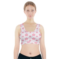 Star Pink Flower Polka Dots Sports Bra With Pocket