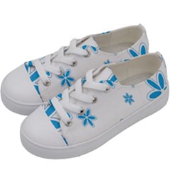 Star Flower Blue Kids  Low Top Canvas Sneakers