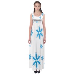 Star Flower Blue Empire Waist Maxi Dress