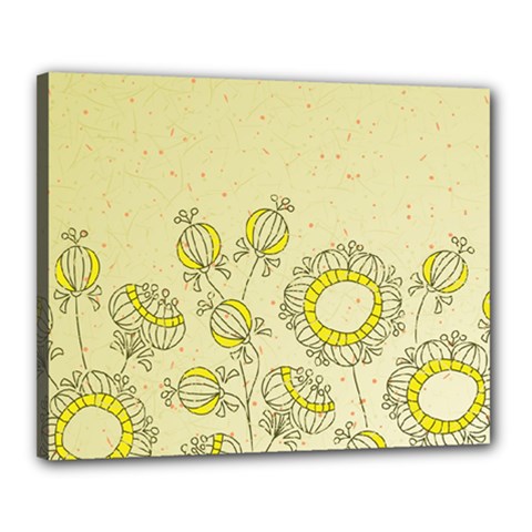 Sunflower Fly Flower Floral Canvas 20  X 16 