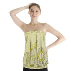 Sunflower Fly Flower Floral Strapless Top by Mariart