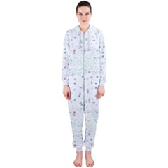 Spot Polka Dots Blue Pink Sexy Hooded Jumpsuit (ladies)  by Mariart