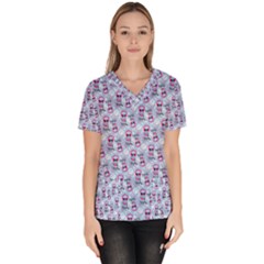 Pattern Kitty Headphones  Scrub Top by iCreate