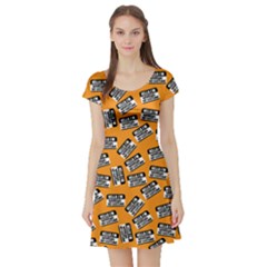 Pattern Halloween Wearing Costume Icreate Short Sleeve Skater Dress by iCreate