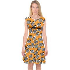 Pattern Halloween Wearing Costume Icreate Capsleeve Midi Dress by iCreate