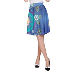 Flower Blue Floral Sunflower Star Polka Dots Sexy A-line Skirt