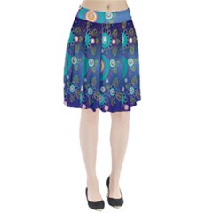 Flower Blue Floral Sunflower Star Polka Dots Sexy Pleated Skirt by Mariart