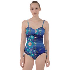 Flower Blue Floral Sunflower Star Polka Dots Sexy Sweetheart Tankini Set by Mariart