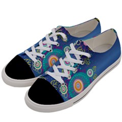 Flower Blue Floral Sunflower Star Polka Dots Sexy Women s Low Top Canvas Sneakers by Mariart