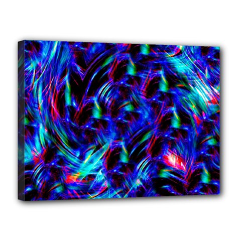 Dark Neon Stuff Blue Red Black Rainbow Light Canvas 16  X 12 