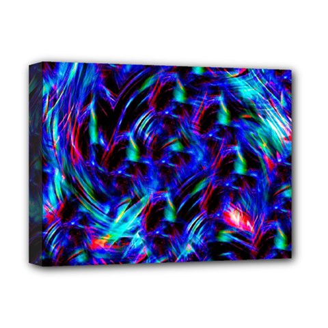 Dark Neon Stuff Blue Red Black Rainbow Light Deluxe Canvas 16  X 12   by Mariart