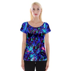 Dark Neon Stuff Blue Red Black Rainbow Light Cap Sleeve Tops