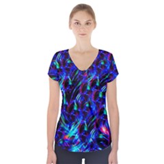 Dark Neon Stuff Blue Red Black Rainbow Light Short Sleeve Front Detail Top by Mariart