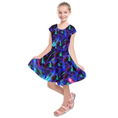 Dark Neon Stuff Blue Red Black Rainbow Light Kids  Short Sleeve Dress by Mariart