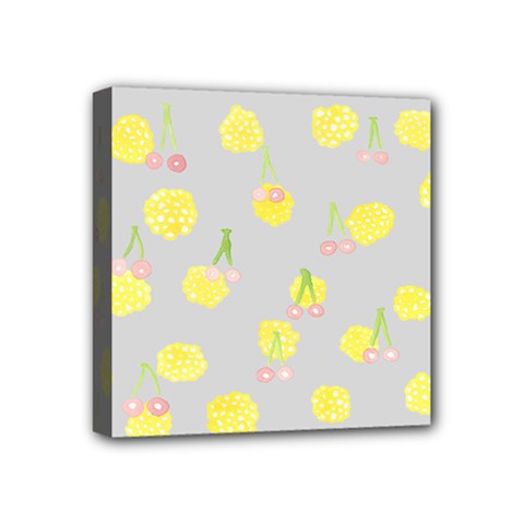 Cute Fruit Cerry Yellow Green Pink Mini Canvas 4  x 4 