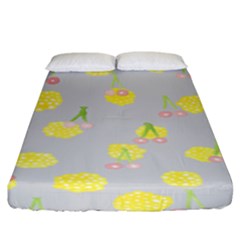 Cute Fruit Cerry Yellow Green Pink Fitted Sheet (King Size)