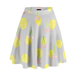 Cute Fruit Cerry Yellow Green Pink High Waist Skirt