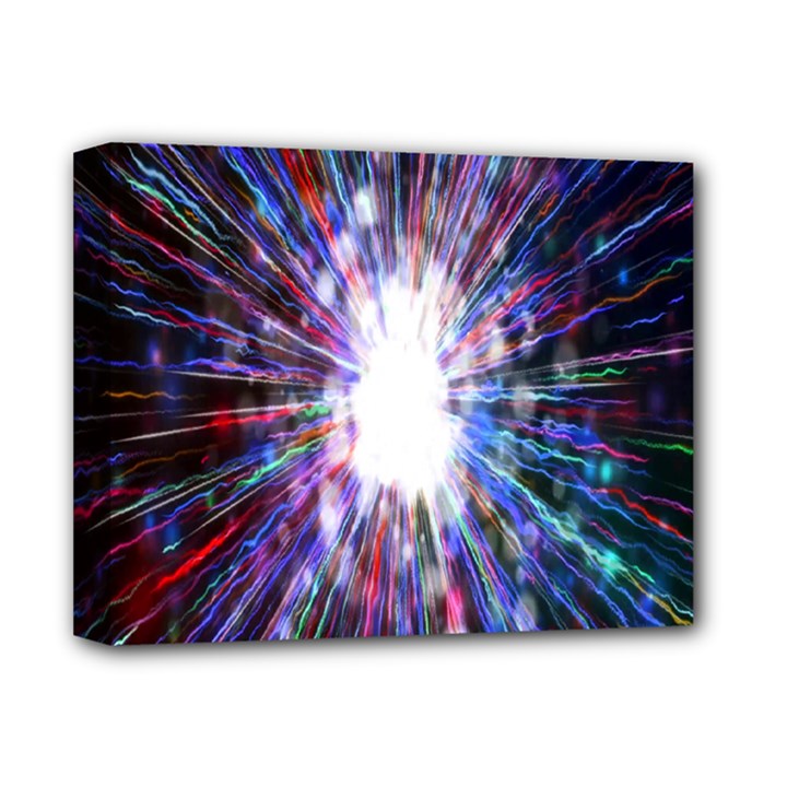 Seamless Animation Of Abstract Colorful Laser Light And Fireworks Rainbow Deluxe Canvas 14  x 11 