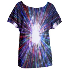 Seamless Animation Of Abstract Colorful Laser Light And Fireworks Rainbow Women s Oversized Tee by Mariart