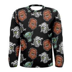 Pattern Halloween Werewolf Mummy Vampire Icreate Men s Long Sleeve Tee by iCreate