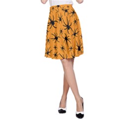 Pattern Halloween Black Spider Icreate A-line Skirt by iCreate