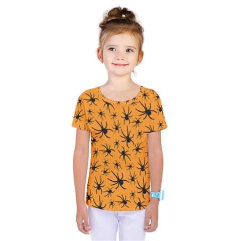 Pattern Halloween Black Spider Icreate Kids  One Piece Tee by iCreate