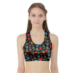 Pattern Halloween Peacelovevampires  Icreate Sports Bra With Border by iCreate