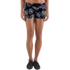 Pattern Halloween Zombies Brains Yoga Shorts by iCreate