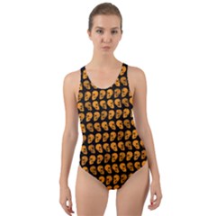 Halloween Color Skull Heads Cut-out Back One Piece Swimsuit by iCreate