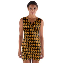 Halloween Color Skull Heads Wrap Front Bodycon Dress by iCreate