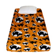 Pattern Halloween Black Cat Hissing Fitted Sheet (single Size) by iCreate