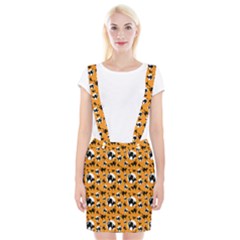 Pattern Halloween Black Cat Hissing Braces Suspender Skirt